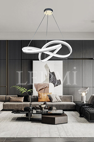 Ledmi Lighting Yüksek Aydınlatmalı Kalın Kasa Gezegen Model Beyaz Led Avize, 3 Renk Aydınlatma, Salon Avizesi