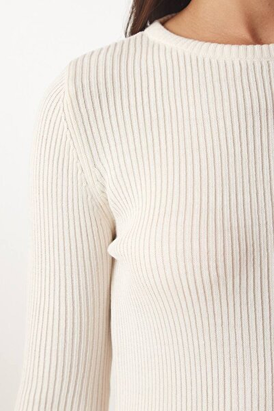 Laluvia Krém Crew Krk Žebrovaný Basic Body