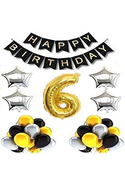 DÜVENCİ TİCARET SET BALON DE ANIVERSARE ARGINTIUM AUR NEGRU