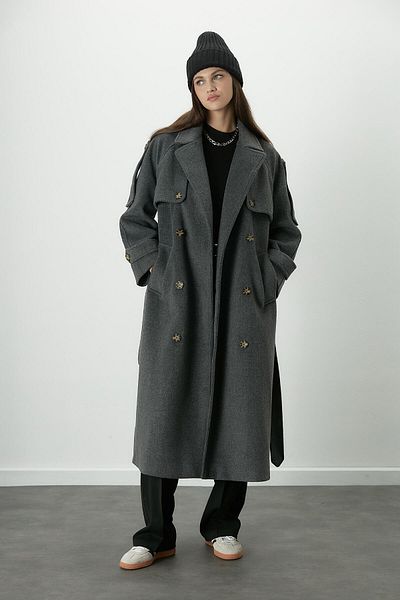 Manuka PREMIUM STAMP TRENCHCOAT ANTHRAZIT