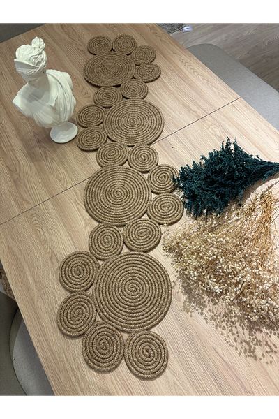 MaVaux Saturn Runner Natural Jute, Μοτίβο, Ψάθινο, American Service, Τραπέζι, Κάλυμμα Τραπεζιού σαλονιού Runner 30x125
