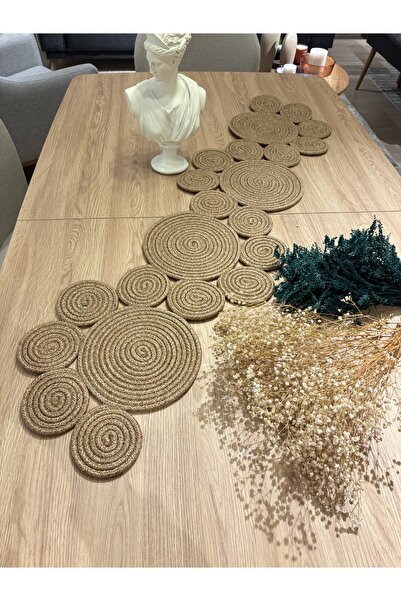 MaVaux Saturn Runner Natural Jute, Patterned, Wicker, Placemat, Table, Coffee Table Cloth Runner 30x125