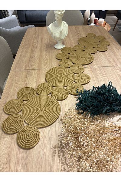 MaVaux Saturn Runner Natural Jute, Μοτίβο, Ψάθινο, American Service, Τραπέζι, Κάλυμμα Τραπεζιού σαλονιού Runner 30x125