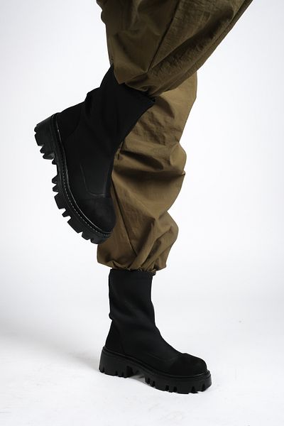 Moda Değirmeni Μαύρα γυναικεία Stretch μποτάκια BG1091-116-0009