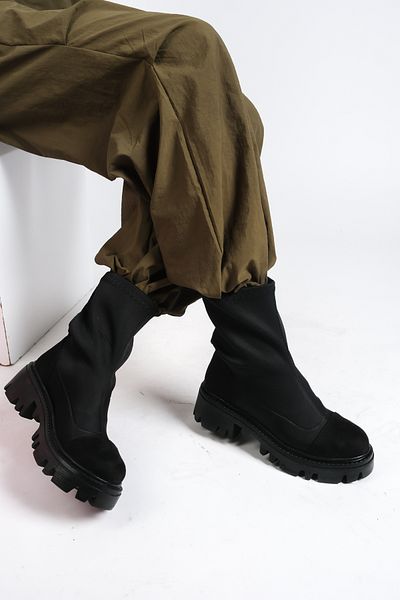 Moda Değirmeni Μαύρα γυναικεία Stretch μποτάκια BG1091-116-0009
