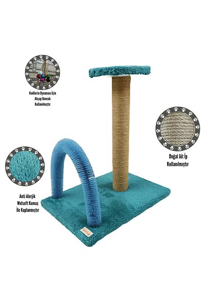 Mavi Kaktüs Brushed Cat Scratch Board and Play Platform