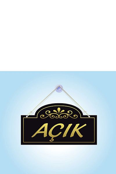 GÜNEŞ LAZER OPEN CLOSED TEXT BLACK PLEXY GOLD MIRRORED EMBOSSED PLEXY