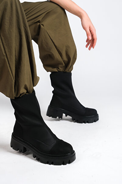 Moda Değirmeni Μαύρα γυναικεία Stretch μποτάκια BG1091-116-0009