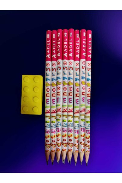 sevgi kırtasiye Adel Letters Pencil and Building Toy Eraser Set 9 Pieces