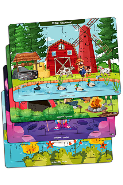 kutuTR Notpa Çocuklar I?çin 24 Parça Eğitici Ve Öğretici Ahşap Renkli Puzzle ...