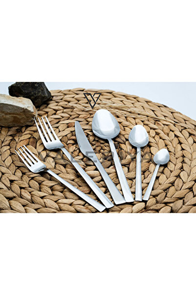 ARVEY 36 Parça 6 Kişilik Natural Sade Çatal & Kaşık & Bıçak Takımı