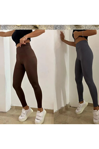 Yüksek bel toparlayıcı örme kumaş fitilli tayt