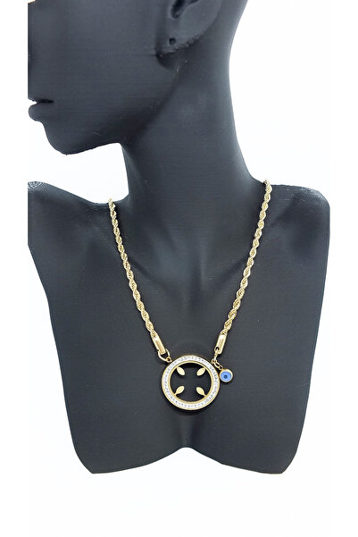 Genel Markalar Gold Çeyrek Takmalık Burgu Desenli Kolye - Paslanmaz Çelik Kol...