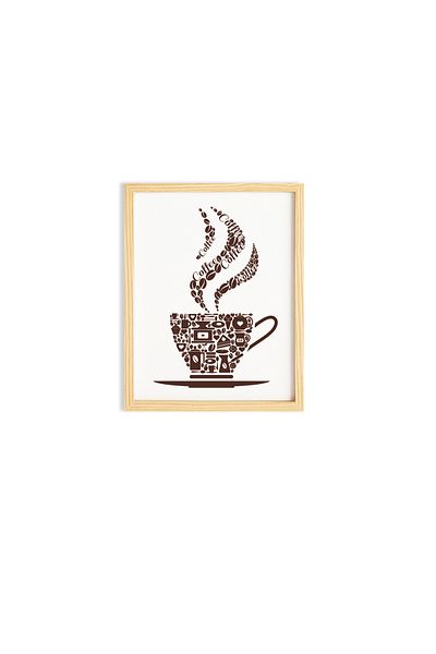 Ayışığı Dizayn Kitchen Coffee Cup Wooden Frame Poster Single Wall Painting Set