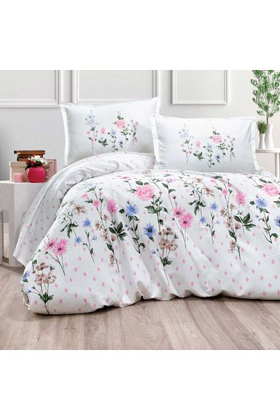 ŞENER HOME Clasy Single Cotton Ranforce Pike Set Palitra Powder