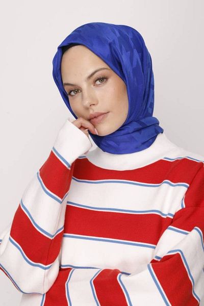 VALORSCARF ساكس الأزرق المخل نمط حريري الجاكار شال