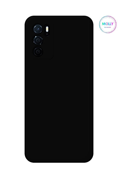 Molly Technology Oppo A16 İçin Siyah Liquid İçi Kadife Silikon Kılıf