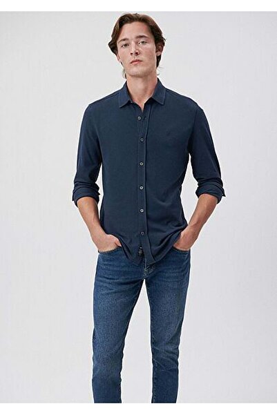 Mavi Ανδρικά Ρούχα Μαύρο Βελούδινο Πουκάμισο Μαύρο