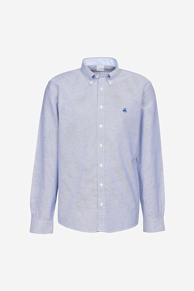 BROOKS BROTHERS Marineblaues, bügelfreies Slim-Fit-Hemd aus Baumwolle für Herren