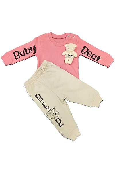 Bilge Trend Baby Girl Child's 100% Cotton Combed Cotton Tracksuit Set with Te...