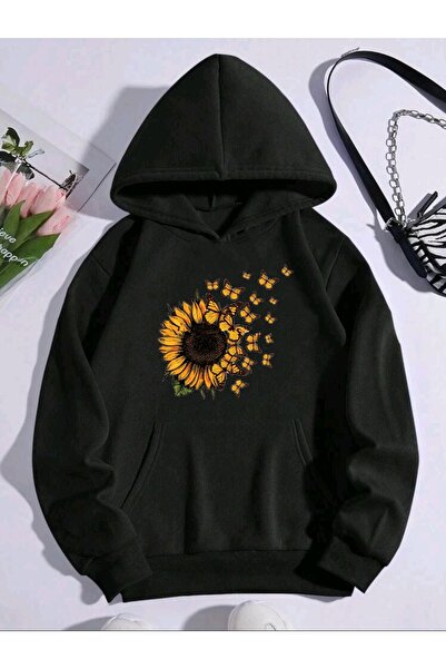 WNWGKN Γυναικεία φούτερ με στάμπα με μεγάλη κίτρινη μαργαρίτα