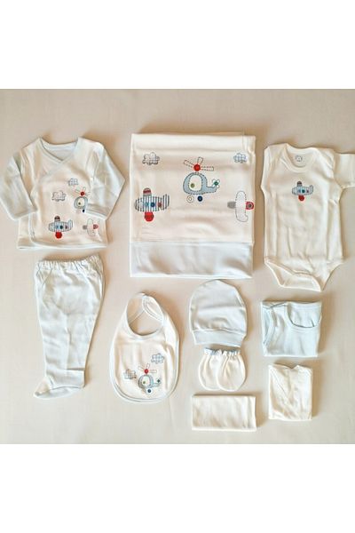 Necix's 6-Piece CUTE MONTHS BIRTH SET (10-Piece HOSPITAL EXIT, BABY BAG, SWADDLE, BLANKET, WIPES AND SOCKS SET)