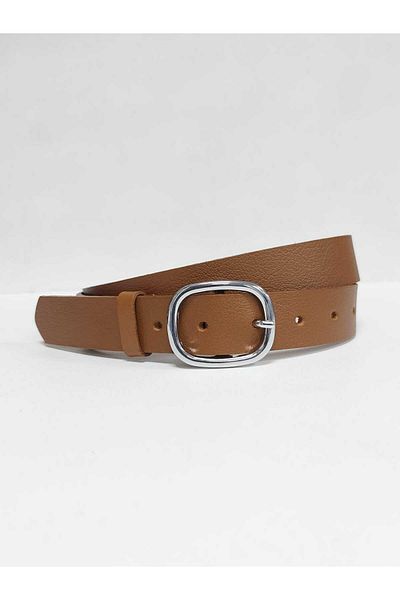 Kemerix 100% Genuine Leather Women's Belt with Silver Buckle
