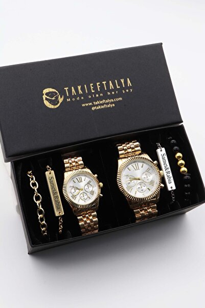 Northwatch Kişiye Özel Siyah Çift Saati, Çift Bileklik - Sevgili Kombini - Saat Seti