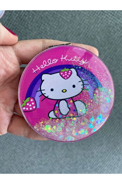 BLA GROUP HELLO KİTTY SİMLİ SULU Kozmetik Cep Çanta Aynası Kapaklı El Makyaj ...