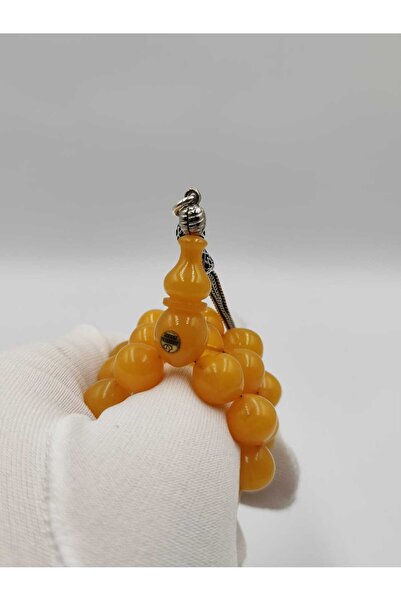 ALTUNTAŞ SARI SIKMA KEHRİBAR 0,6 HASSAS DELİM TESBİH 9*10 MM 925 AYAR GÜMÜŞ P...