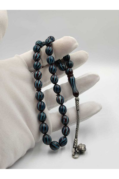 ALTUNTAŞ CRIMPING AMBER LASER CUT Rosary 8*12 MM 1000 STERLING SILVER CRIMPING TASSEL