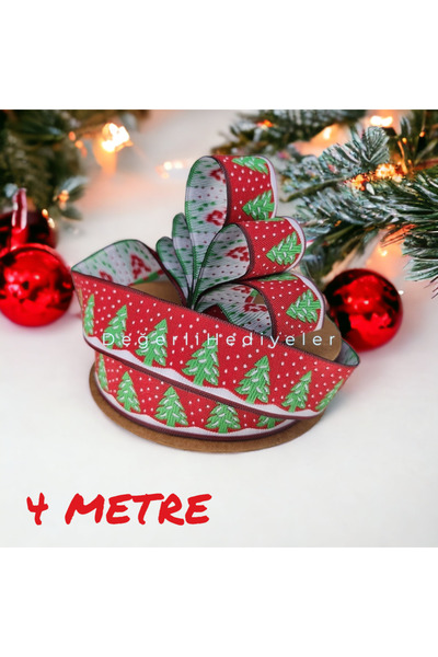 AGH Değerli Hediyeler 4 МЕТРИ Тканий принтований новорічний стрічка для прикр...