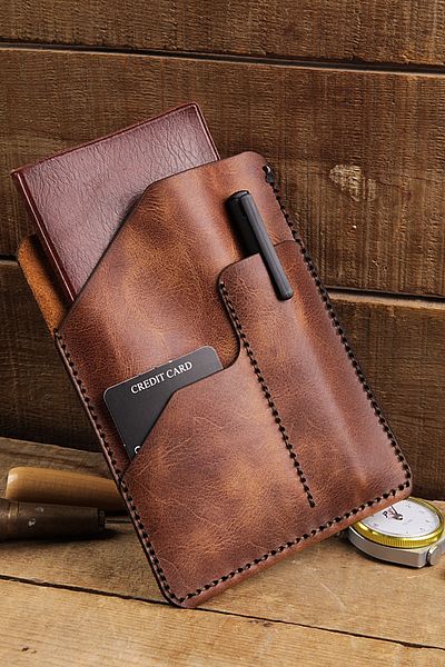 New Coast Leather 1900's Ръчно изработен калъф за тефтер от естествена кожа