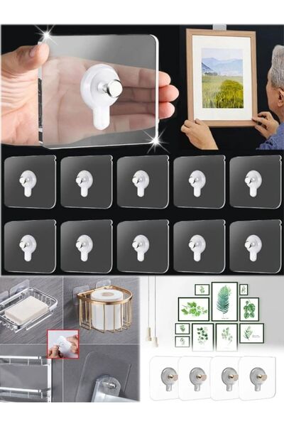 Fashion Base 10 قطع من الشماعات اللاصقة دون الإضرار بالحائط