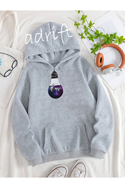 Adrift Unisex Oversize kroj Sa kapuljačom Kengur džep Anime riba Štampano
