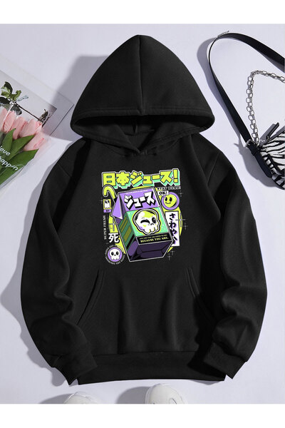 Adrift Unisex Oversize kroj Sa kapuljačom Kengur džep Harajuka Kod1 Štampano