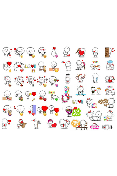 TELLGRAF Love Themed Sticker Set with Cartoon Characters (21x30 cm 1 set)