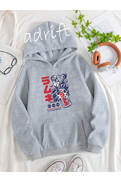Adrift Unisex Oversize kroj Sa kapuljačom Kengur džep Ra Mu Ne Štampano