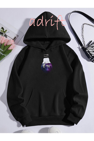Adrift Unisex Oversize kroj Sa kapuljačom Kengur džep Anime riba Štampano