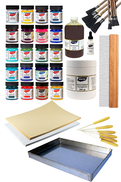 ÜSKÜDAR SANAT EBRU SETİ - PROFESYONEL EBRU BAŞLANGIÇ SETİ FULL SET NO:2 - EBRU BOYALARI