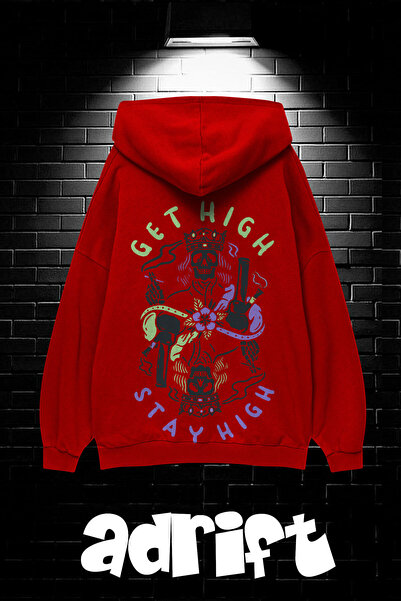 Yasolin Unisex Oversize kroj Sa kapuljačom Kengur džep Get High Stay High Šta...