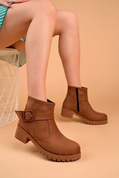 Khayt Given Suede Buckle Zippered Non-Slip Sole Women's Boots