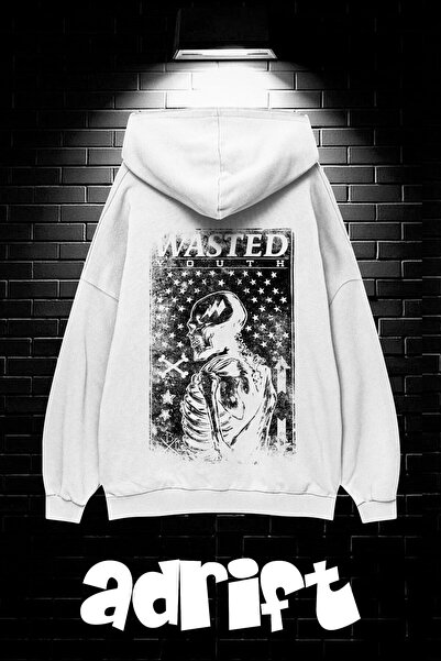 Yasolin Unisex Oversize kroj Sa kapuljačom Kengur džep Wasted Štampano Dukser...