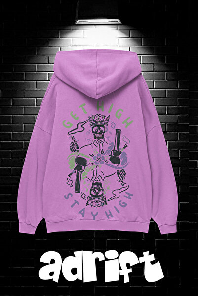 Yasolin Unisex Oversize kroj Sa kapuljačom Kengur džep Get High Stay High Šta...