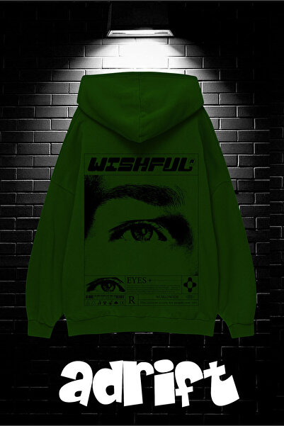 Yasolin Unisex Oversize kroj Sa kapuljačom Kengur džep Wıshful Štampano Dukse...