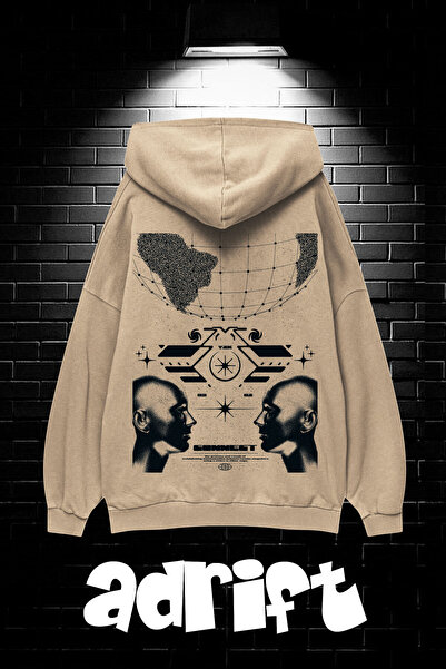 Yasolin Unisex Oversize kroj Sa kapuljačom Kengur džep Resro Futurism Štampan...