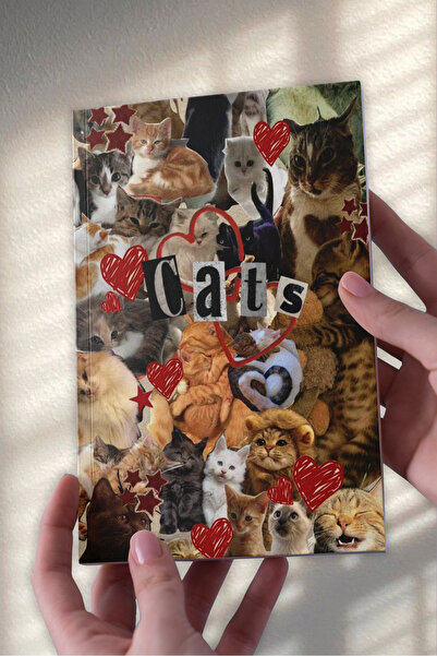 Namgo Sevimli Kediler Cats Kolaj Çizgisiz A5 Hediyelik Özel Tasarım Defter
