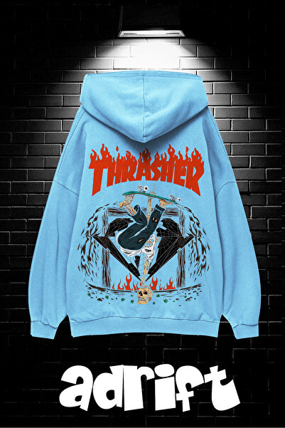 Yasolin Hanorac unisex supradimensionat cu glugă și buzunar cangur, cu imprim...