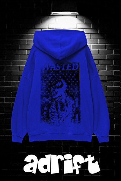 Yasolin Unisex Oversize kroj Sa kapuljačom Kengur džep Wasted Štampano Dukser...