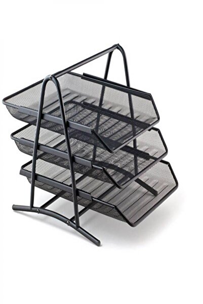 GPTURKGRUP 3-степенна черна метална етажерка за документи - Globox №: 6255